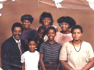 Top row: Stacey Abrams; brother Walter; sister Andrea and sister Leslie. Bottom row: Abrams’ father, Richard; sister Jeanine; brother Richard; and mother, Carolyn. (Courtesy of Stacey Abrams for Governor)